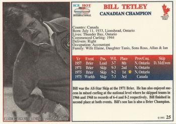 1993 Ice Hot International #25 Bill Tetley Back